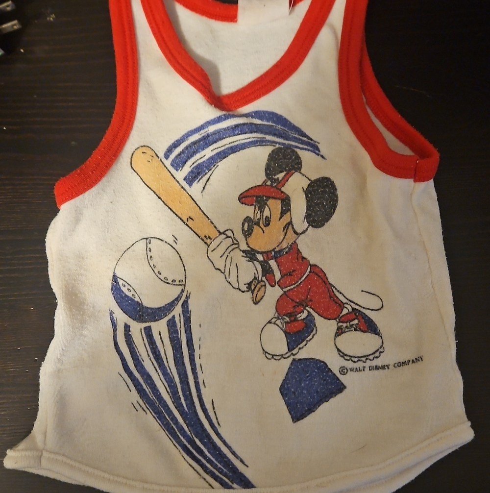 Vintage Disney‎ Kids Mickey Mouse Baseball Tank Top - Red & Blue